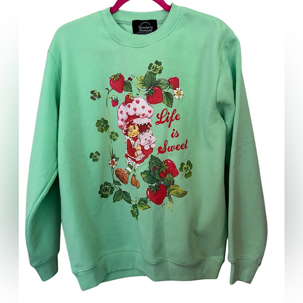 Strawberry Shortcake Vinyl Icons Bright Green Sweatshirt Cottagecore Small NWT